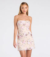 Touch Of Shimmer Lace-Up Floral Sequin Mini Dress
