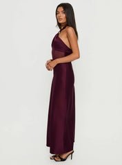 Rosario Halter Sheer Maxi Dress Plum