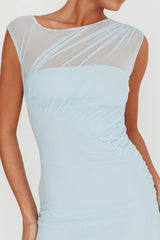 Passion Mesh Sleeveless Maxi Dress Blue