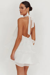 Tulips Tiered Halterneck Mini Dress White