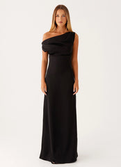 Heart Of Glass Satin Maxi Dress - Black