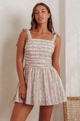 Bestie Tied Shoulder Mini Dress Floral Green