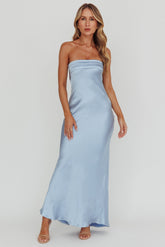 Kona Strapless Open Back Maxi Dress Blue