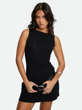 Bleeker Boatneck Mini Dress Black