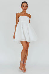 Solis Strapless Baby Doll Mini Dress White