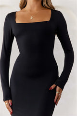 Base Embrace Shape Long Sleeve Maxi Dress Black
