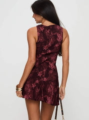Vivre Mini Dress Burgundy Paisley Tall