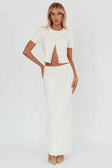 Don't Mind Scallop Edge Knit Skirt Cream