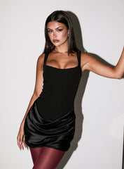 Ryana Corset Drape Mini Dress Black