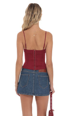 V-Neck Side Slit Top in Maroon