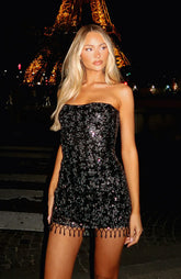 Paint The Sky Sequin Mini Skirt Black