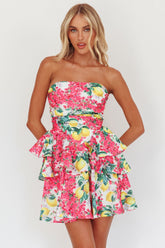 Like Me Tied Back Layered Mini Dress Citrus Pink