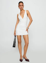 Frederica Plunge Mini Dress White