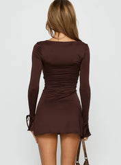 Dalzine Long Sleeve Mini Dress Chocolate