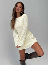 Alfalfa Long Sleeve Mini Dress Cream