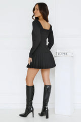 Business Class Long Sleeve Mini Dress Black