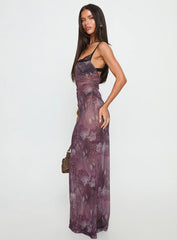 Evera Sheer Built In Bra Maxi Dress Purple