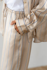 The Silk Pinstripe Drawstring Pant