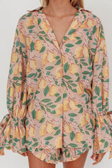 Telling Secrets Tied Cuff Top Lemon