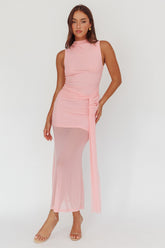 Girl's Night Waist Sash Maxi Dress Pink