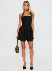 Starwoman Halter Mini Dress Black