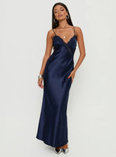 Madelene Lace V Neck Maxi Dress Navy