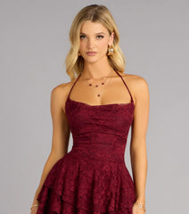 Flirt First Lace Tiered Skater Dress