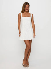 You Can Embroidered Mini Dress White