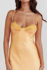 Inhibitions Lace Bust Midi Dress Melon