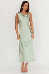 Take Care Backless Sash Maxi Dress Pistachio