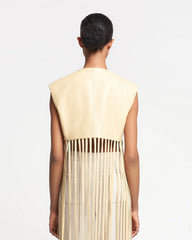 Derora - Fringed Regenerated Leather Vest - Vintage creme