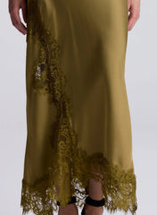 Olivia Satin and Lace Midi Skirt