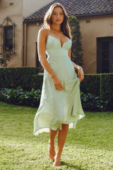 Lake Como Fitted Bodice Cami Strap Midi Dress Avocado