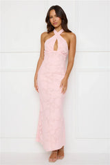 Legally Luxe Halter Maxi Dress Pink