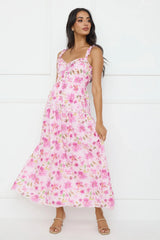 Ballet Bloom Embroidered Maxi Dress Pink