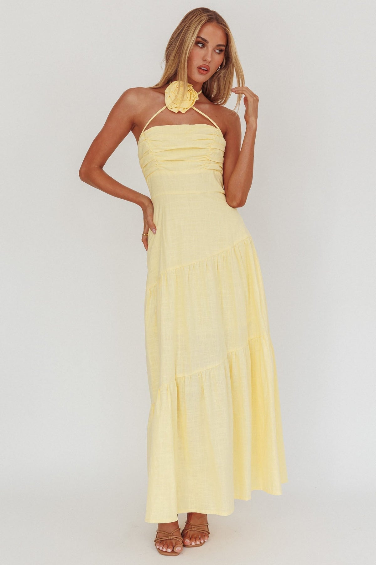Bondi Rose Decoration Maxi Dress Lemon