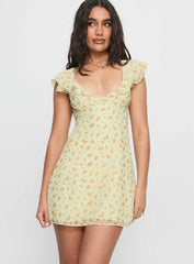 I Guess So Mini Dress Yellow Multi