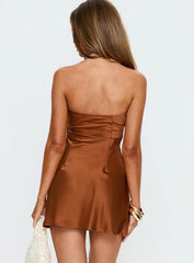 Kaylanie Strapless Sequin Mini Dress Bronze