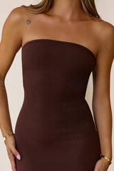 Base Luxe Rib The Ultimate Strapless Midi Dress Chocolate