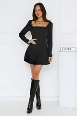 Business Class Long Sleeve Mini Dress Black