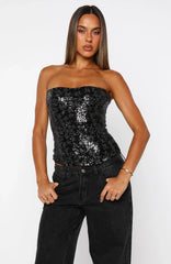 Paint The Sky Strapless Bustier Black