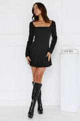 Business Class Long Sleeve Mini Dress Black