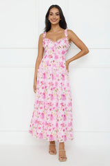 Ballet Bloom Embroidered Maxi Dress Pink
