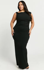 Genie Maxi Dress - Off The Shoulder Dress in Black