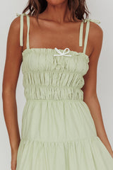 Anderson Tied Shoulder Smocked Bodice Maxi Dress Sage