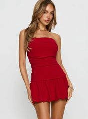 Mousse Strapless Mini Dress Red
