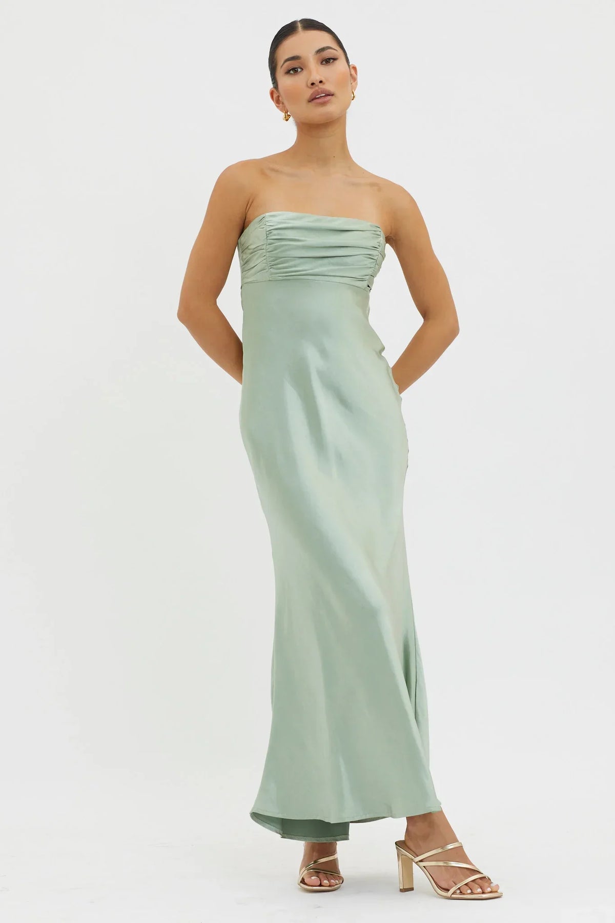 Moon Song Strapless Laced Back Dress Matcha
