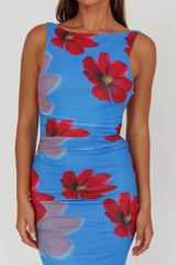 Helsi Low Back Maxi Dress Floral Blue