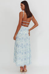 South Pacific Strappy Back Maxi Dress Floral Blue