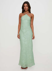 Zoelle Halter Maxi Dress Sage